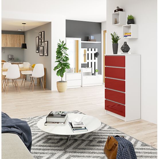 KOMÓD K60 5F CLP PK PIROS FÉNYES