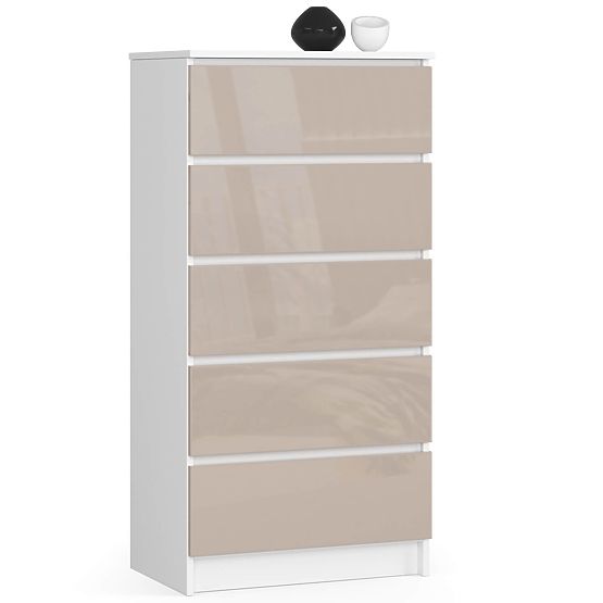 KOMÓD K60 5SZ CLP PK CAPPUCCINO FÉNYES