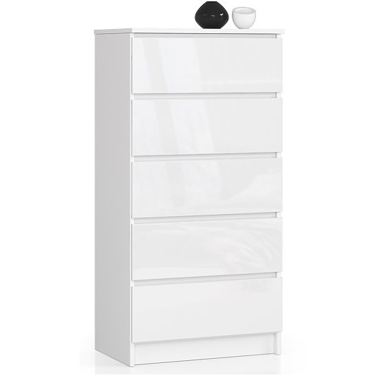 KOMÓD K60 5SZ CLP PK FEHÉR FÉNYES