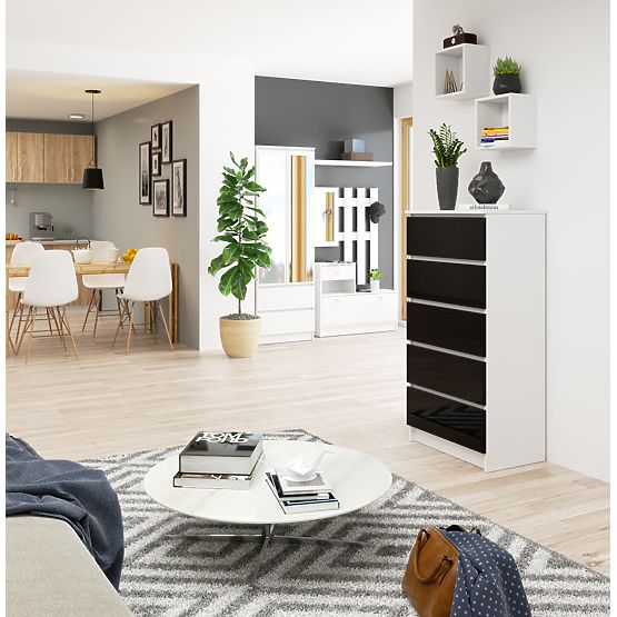 KOMÓD K60 5SZ CLP PK FEKETE FÉNYES