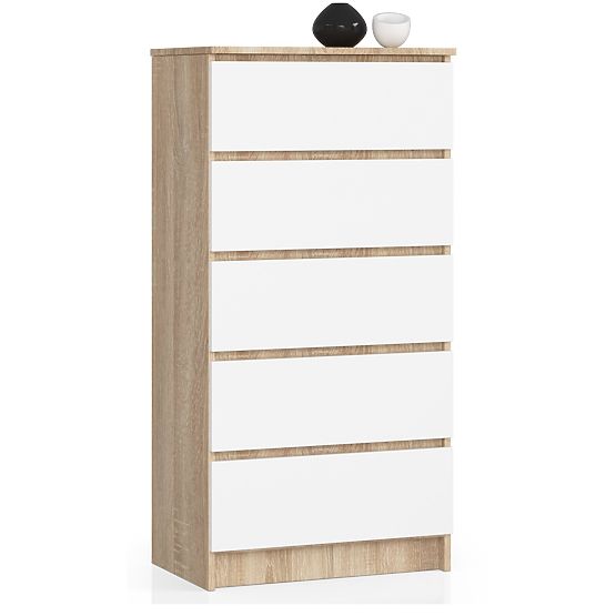 KOMÓD K60 5SZ CLP PK TÖLGY SONOMA / FEHÉR