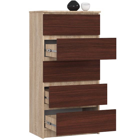 KOMÓD K60 5SZ CLP PK TÖLGY SONOMA / WENGE