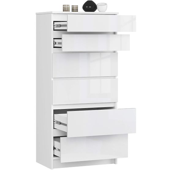KOMÓD K60 6SZ CLP PK FEHÉR FÉNYES