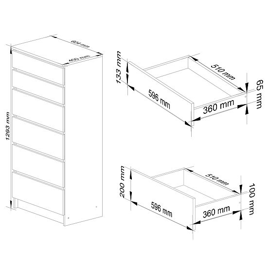 KOMÓD K60 6SZ CLP PK TÖLGY ARTISAN