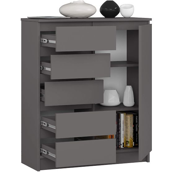 KOMÓD K80 1D 5F PK GRAFIT SZÜRKE