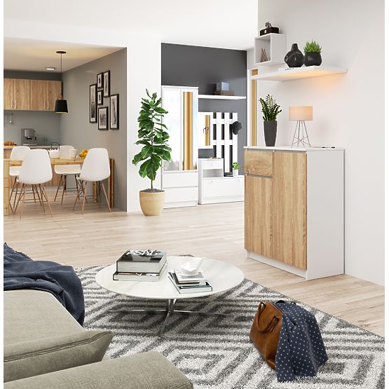 KOMÓD K80 2D 1SZ CLP PK FEHÉR / SONOMA TÖLGY