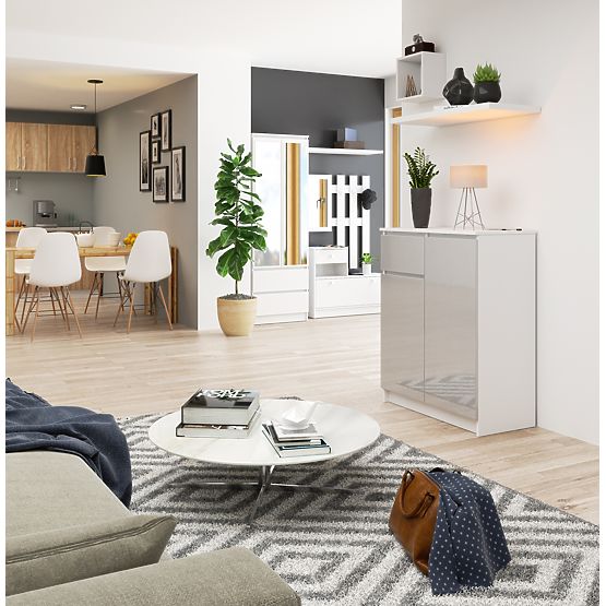 KOMÓD K80 2D 1SZ CLP PK METÁLIK FÉNYES