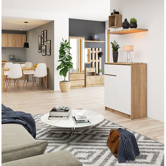 KOMÓD K80 2D 1SZ CLP PK SONOMA TÖLGY / FEHÉR