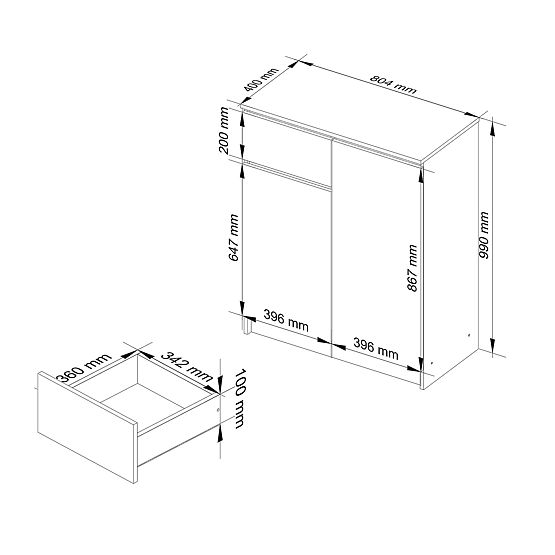 KOMÓD K80 2D 1SZ CLP PK TÖLGY SONOMA