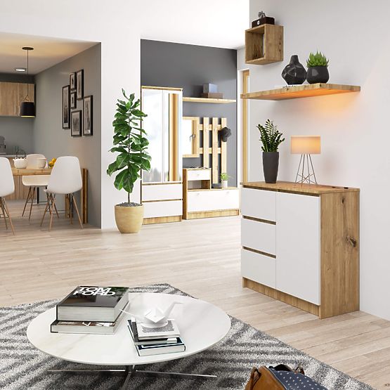 KOMÓD K80 JERRY 1D 3SZ PK ARTISAN TÖLGY / FEHÉR