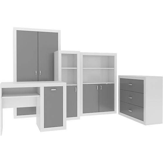 Könyvespolc Philip - kicsi - fehér-szürke