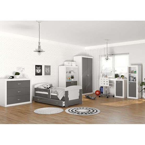 Könyvespolc Philip - kicsi - fehér-szürke