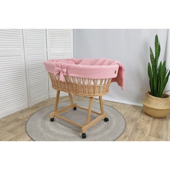 Fonott ágy felszereléssel baba számára - régi rózsaszín
