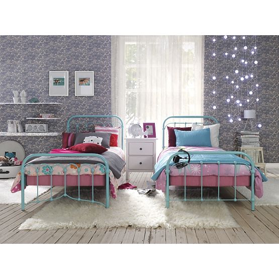 Kovácsoltvas ágy BIBI 200x90 cm - türkizkék