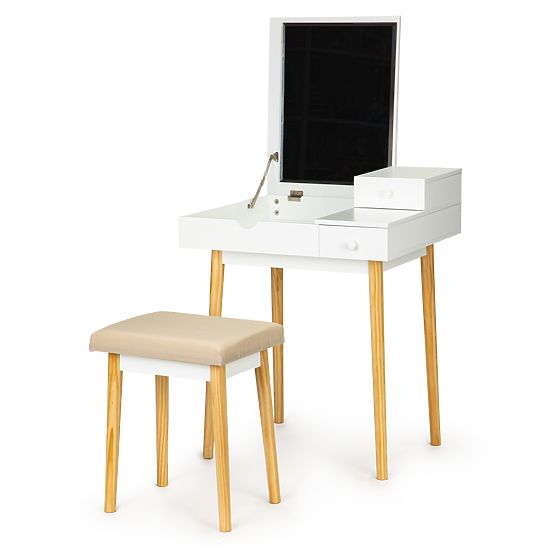 Kozmetikai asztal tükörrel és székkel