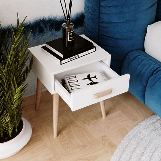 Luna fehér éjjeliszekrény, éjjeliszekrény