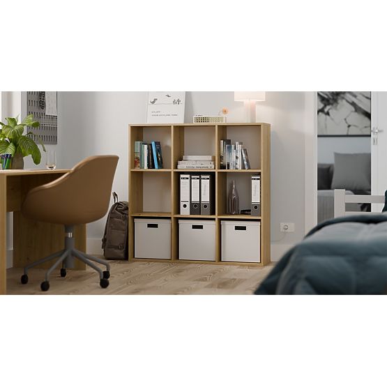 MALAX 3x3 H POLC ARTISAN TÖLGY SZÍNBEN, ERŐS HDF HÁTLAPPAL, 110x110 CM