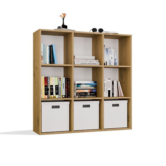 MALAX 3x3 H POLC ARTISAN TÖLGY SZÍNBEN, ERŐS HDF HÁTLAPPAL, 110x110 CM