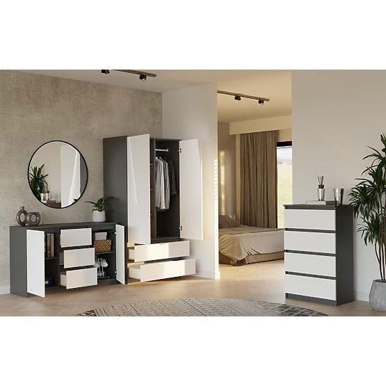 Malwa 2D3S ANTRACIT FEHÉR Komód