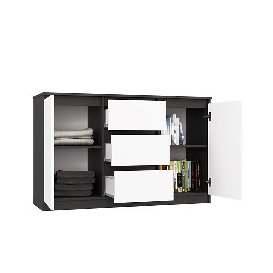 Malwa 2D3S ANTRACIT FEHÉR Komód