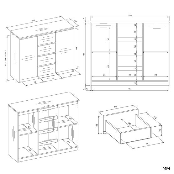 Malwa 2D4S 120 ARTISAN TÖLGY KASMÍR BÉZS KOMÓD