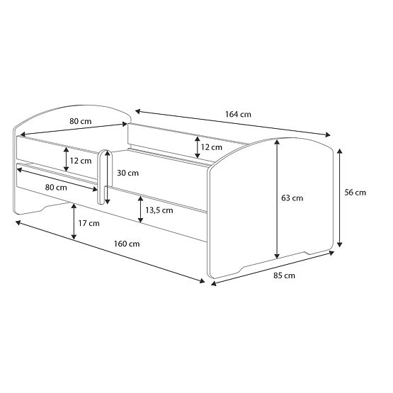 MAX gyerekágy fiókkal és korláttal 160x80