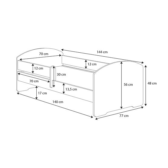 MAX gyermekágy leesésgátlóval 140x70