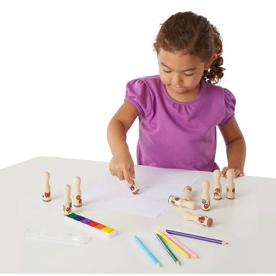 Melissa & Doug - fából készült bélyegek egy dobozban