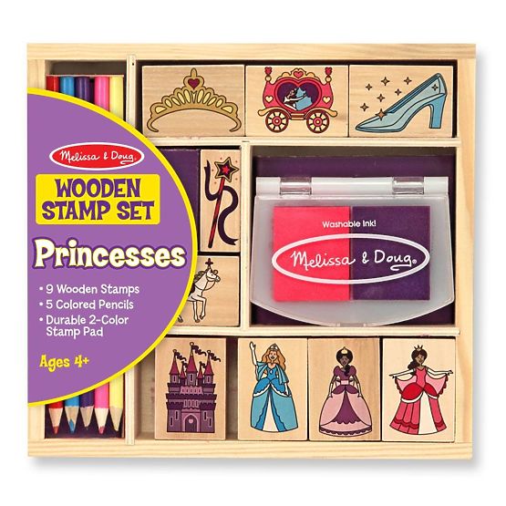 Melissa & Doug - Hercegnő fa bélyegek halmaza