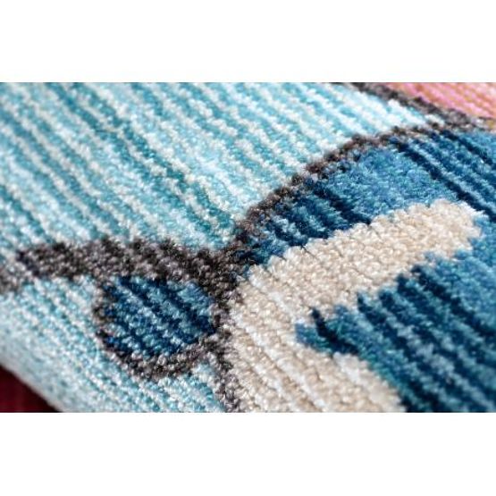 Modern gyerekszőnyeg TOYS 75328 BOHÓC, szabálytalan alakú, kék, türkiz, piros fukszia