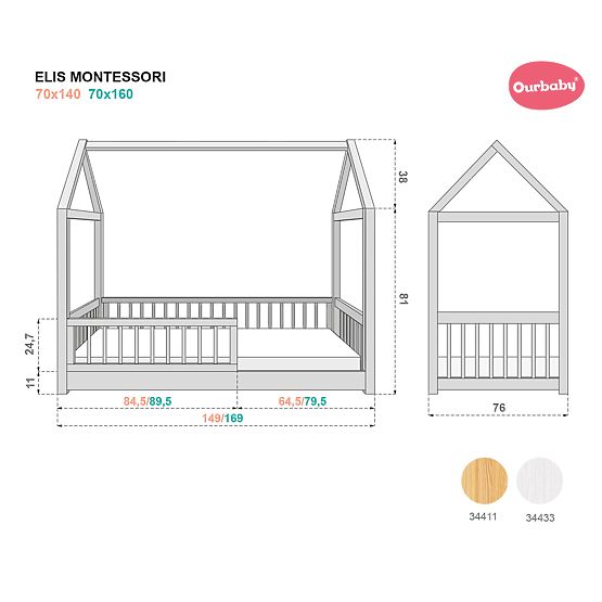 Montessori házikó ágy Elis - natural