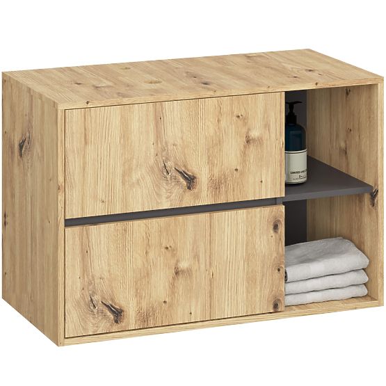 MOSDÓ ALATTI SZEKRÉNY NYÍLÁSOKKAL VAMI W90 UM 2SZ 2P ARTISAN TÖLGY / GRAFIT SZÜRKE