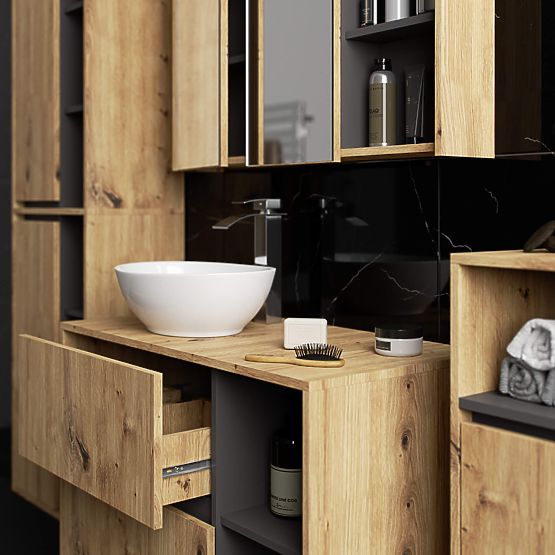 MOSDÓ ALATTI SZEKRÉNY NYÍLÁSOKKAL VAMI W90 UM 2SZ 2P ARTISAN TÖLGY / GRAFIT SZÜRKE