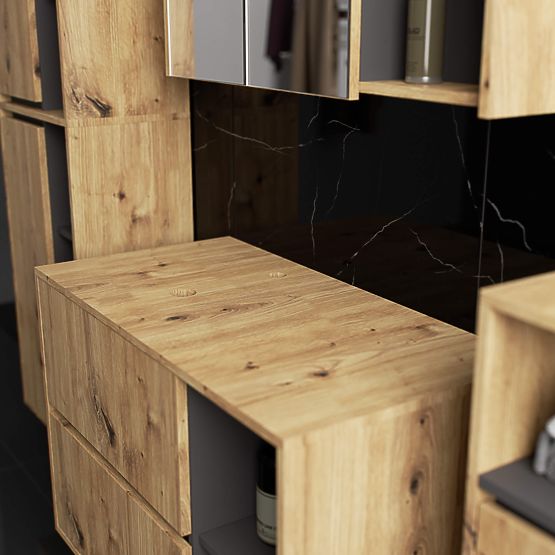 MOSDÓ ALATTI SZEKRÉNY NYÍLÁSOKKAL VAMI W90 UM 2SZ 2P ARTISAN TÖLGY / GRAFIT SZÜRKE