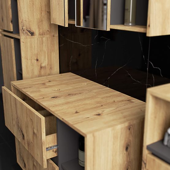 MOSDÓ ALATTI SZEKRÉNY NYÍLÁSOKKAL VAMI W90 UM 2SZ 2P ARTISAN TÖLGY / GRAFIT SZÜRKE