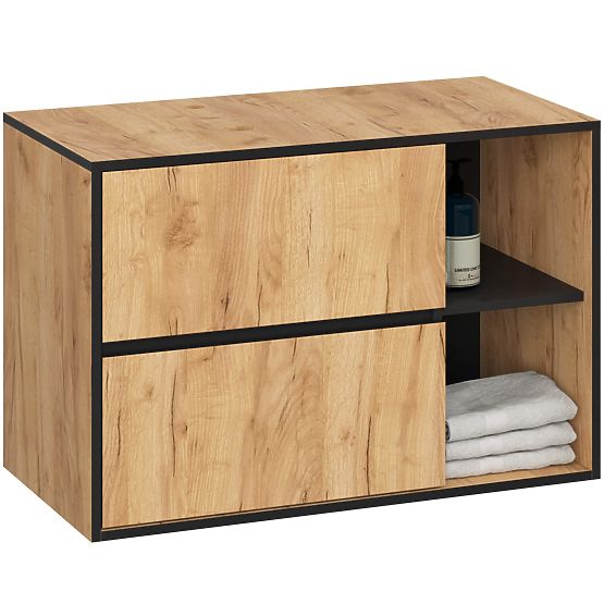 MOSDÓ ALATTI SZEKRÉNY NYÍLÁSOKKAL VAMI W90 UM 2SZ 2P TÖLGY CRAFT / FEKETE