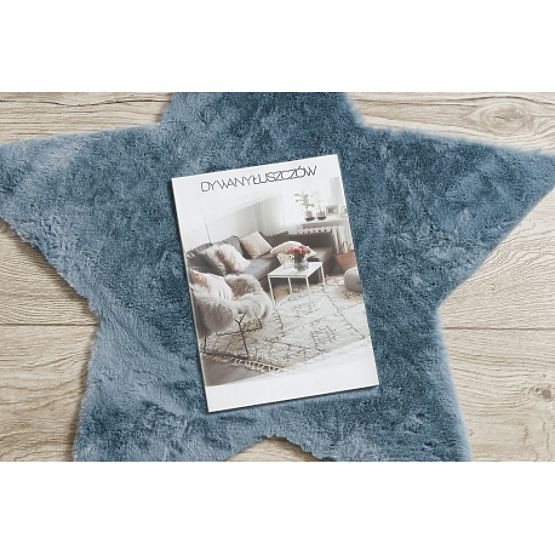 Mosható SHAPE 3148 Csillag Shaggy szőnyeg - kék plüss, csúszásmentes