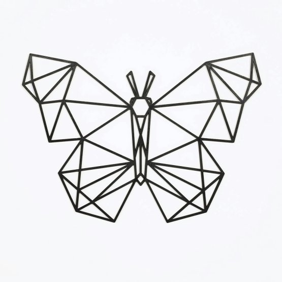 Fából készült geometrikus festmény - Pillangó - különböző színekben Szín: fekete
