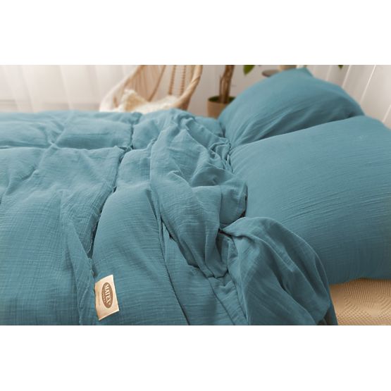 Sötétzöld muszlin ágynemű 140x200 cm + 70x90 cm