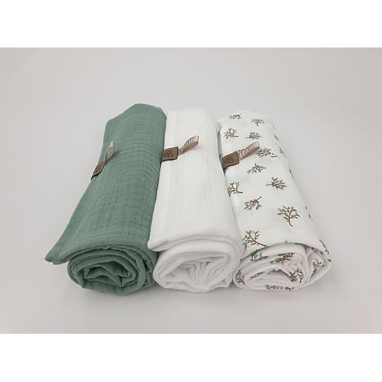 Muslin pelenka 3 db - zöld