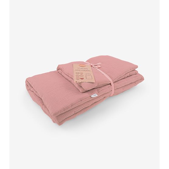 Muszlin ágynemű töltelékkel Hawaii- rózsaszín