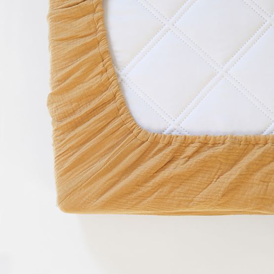 Muszlin lepedő Ourbaby 200x90 cm - mustársárga