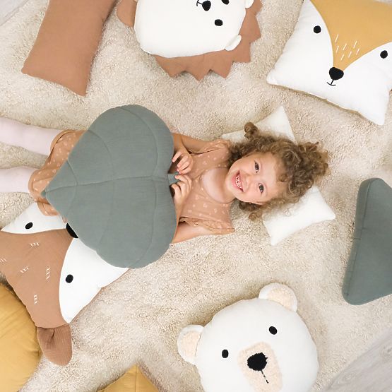 Muszlin párna Ourbaby 38x35 cm Levél - mustár