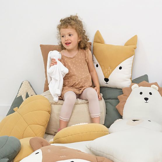 Muszlin párna Ourbaby 38x35 cm Levél - mustár