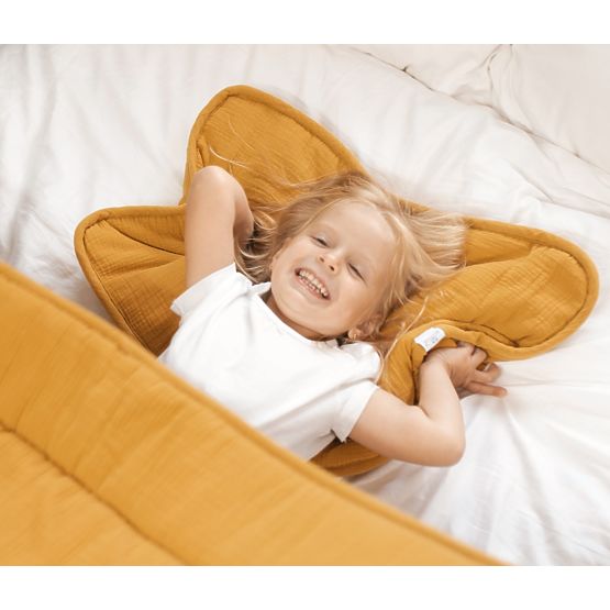 Muszlin takaró és párna töltelékkel 100x135 + 40x60 - mustár