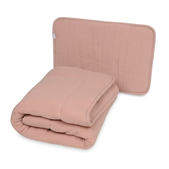 Muszlin takaró és párna töltettel 100x135 + 40x60 - rózsaszín