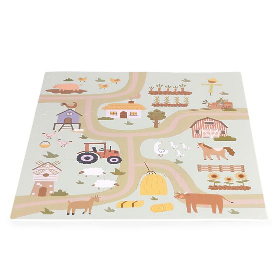 Nagy EVA habszivacs játszószőnyeg gyerekeknek, farm mintával, 90,5x90,5 cm, 21 darab, ECOTOYS