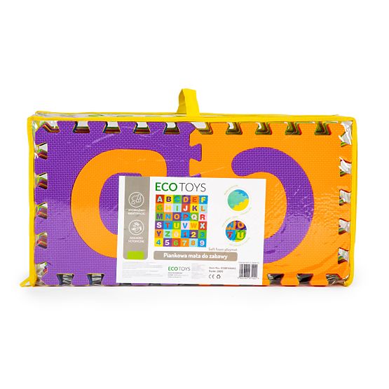Nagy EVA habszőnyeg gyerekeknek betűk és számok 178x178 cm 36 darab ECOTOYS
