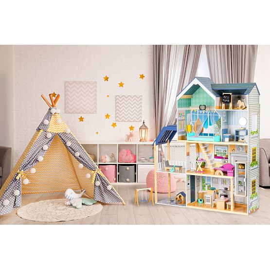 Nagy fa babaház 138 cm Maya Rezidencia 28 db ECOTOYS