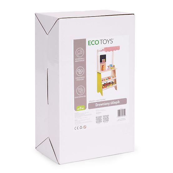 Nagy fa gyerek stand terminállal és mérleggel gyümölcsök zöldségek 20 elemmel ECOTOYS